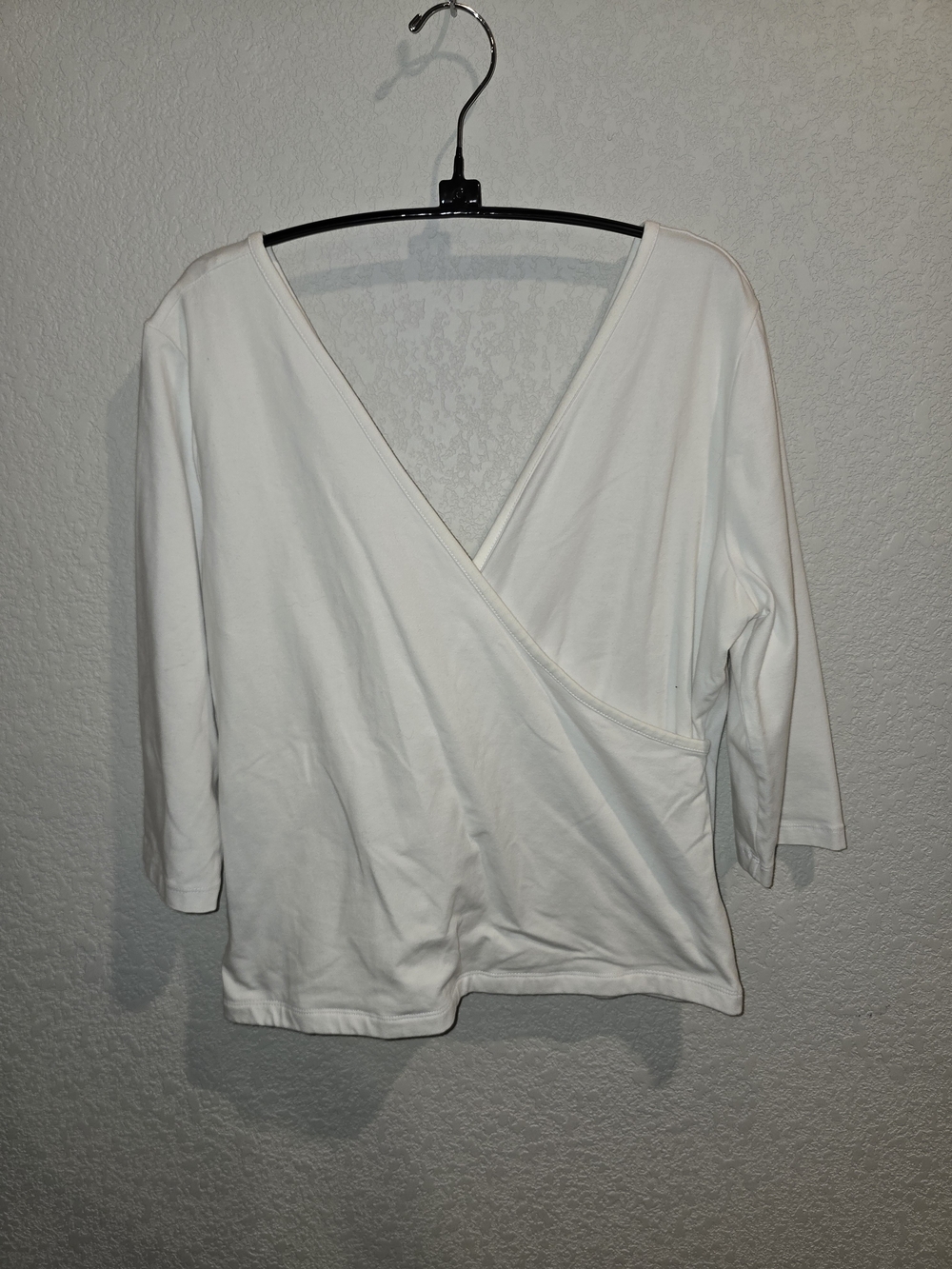 Soft Surroundings White Surplice Reversible V-Neck Top - Size Large
